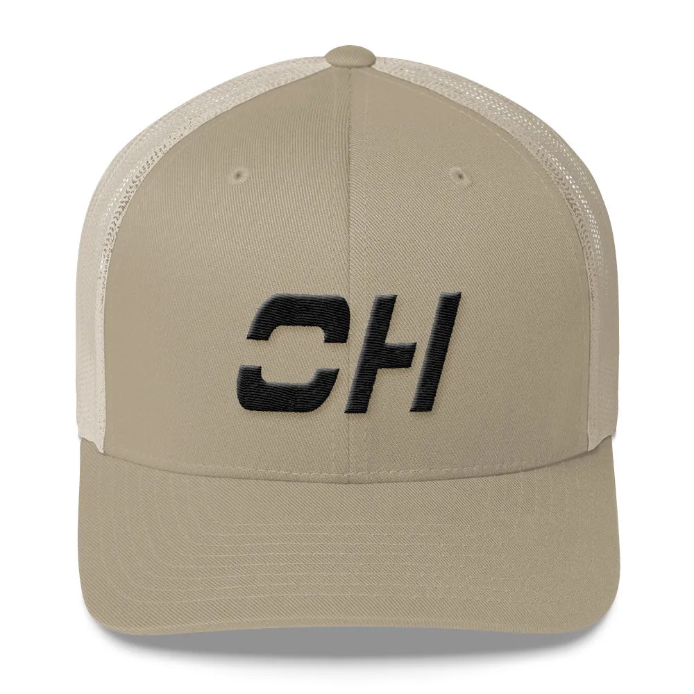 Black Ohio Trucker Cap with Mesh Back and Various Color Choices