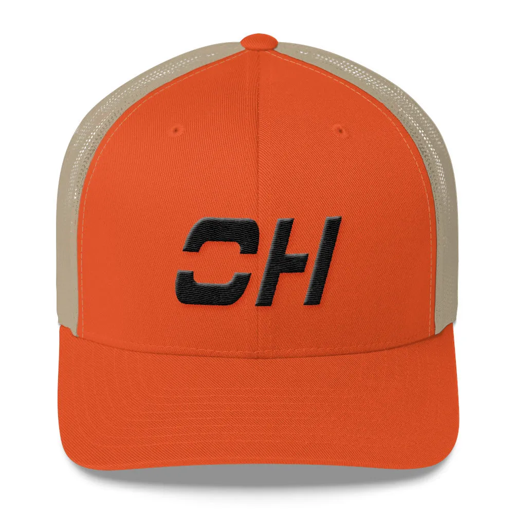 Black Ohio Trucker Cap with Mesh Back and Various Color Choices