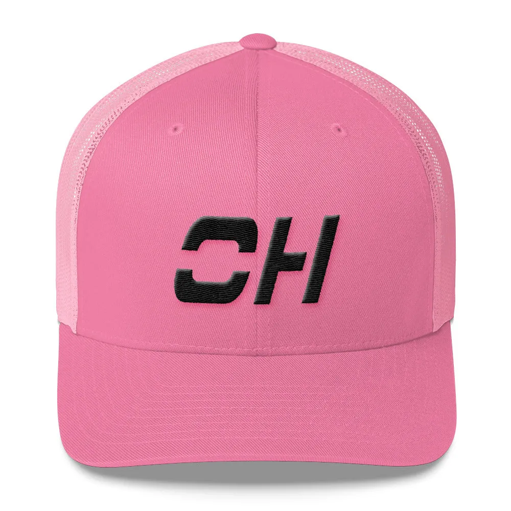 Black Ohio Trucker Cap with Mesh Back and Various Color Choices