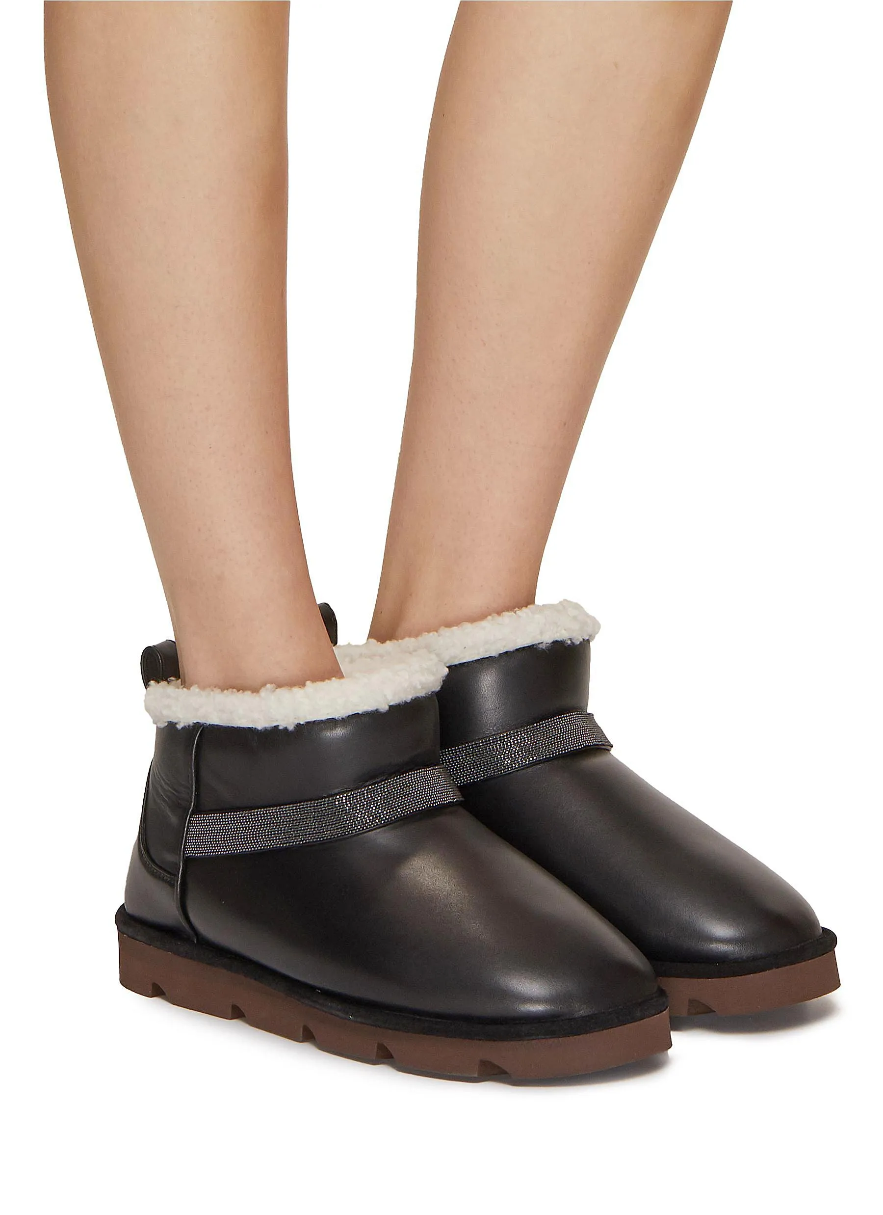 BRUNELLO CUCINELLI Leather Boots with Monili Band