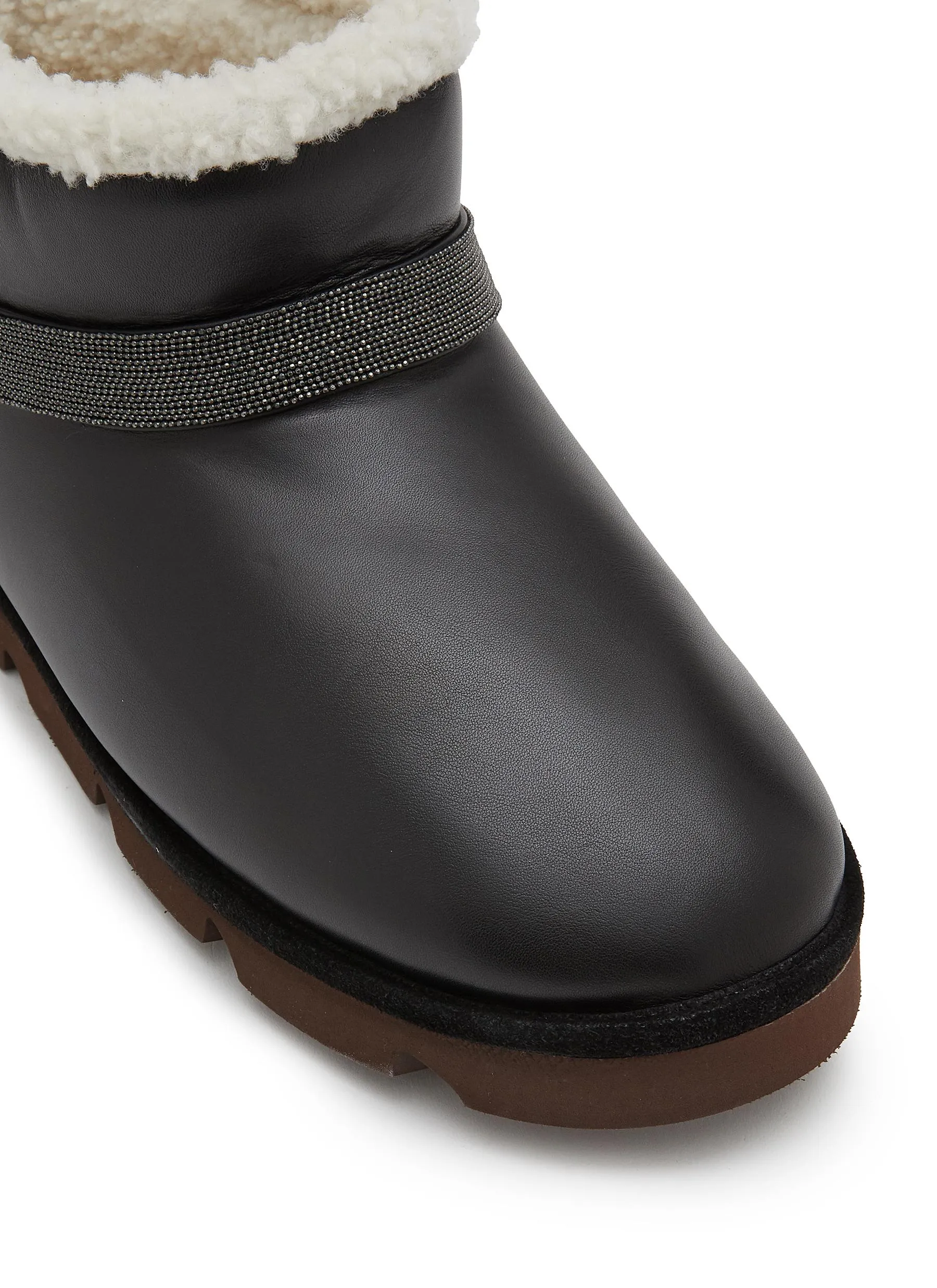 BRUNELLO CUCINELLI Leather Boots with Monili Band