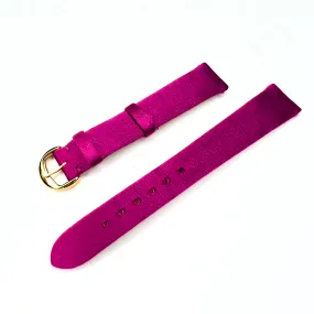 Elegant Fuchsia Satin and Leather Band Strap with Gold Plated Chaumet Buckle