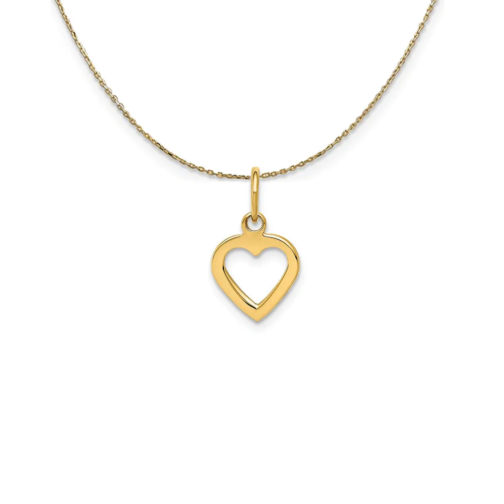 Yellow Gold Open heart Charm Necklace