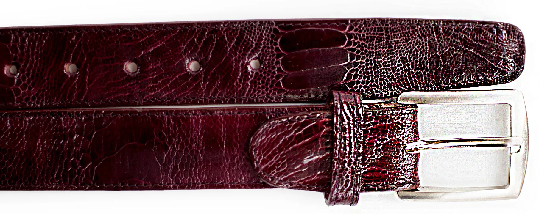 Dark Burgundy Ostrich Leg Belt