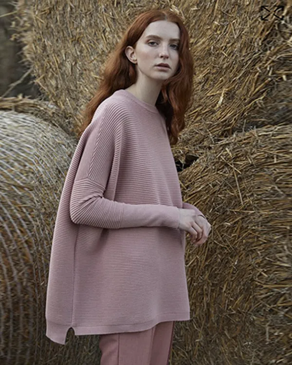 Paisie Rose Pink Ribbed Knit Jumper