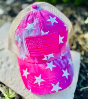 Fashionable Pink Flag Ponytail Hat