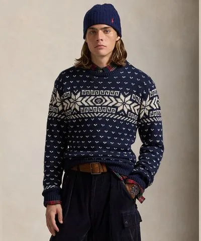 Men's Snowflake Cotton-Cashmere Sweater by Polo Ralph Lauren