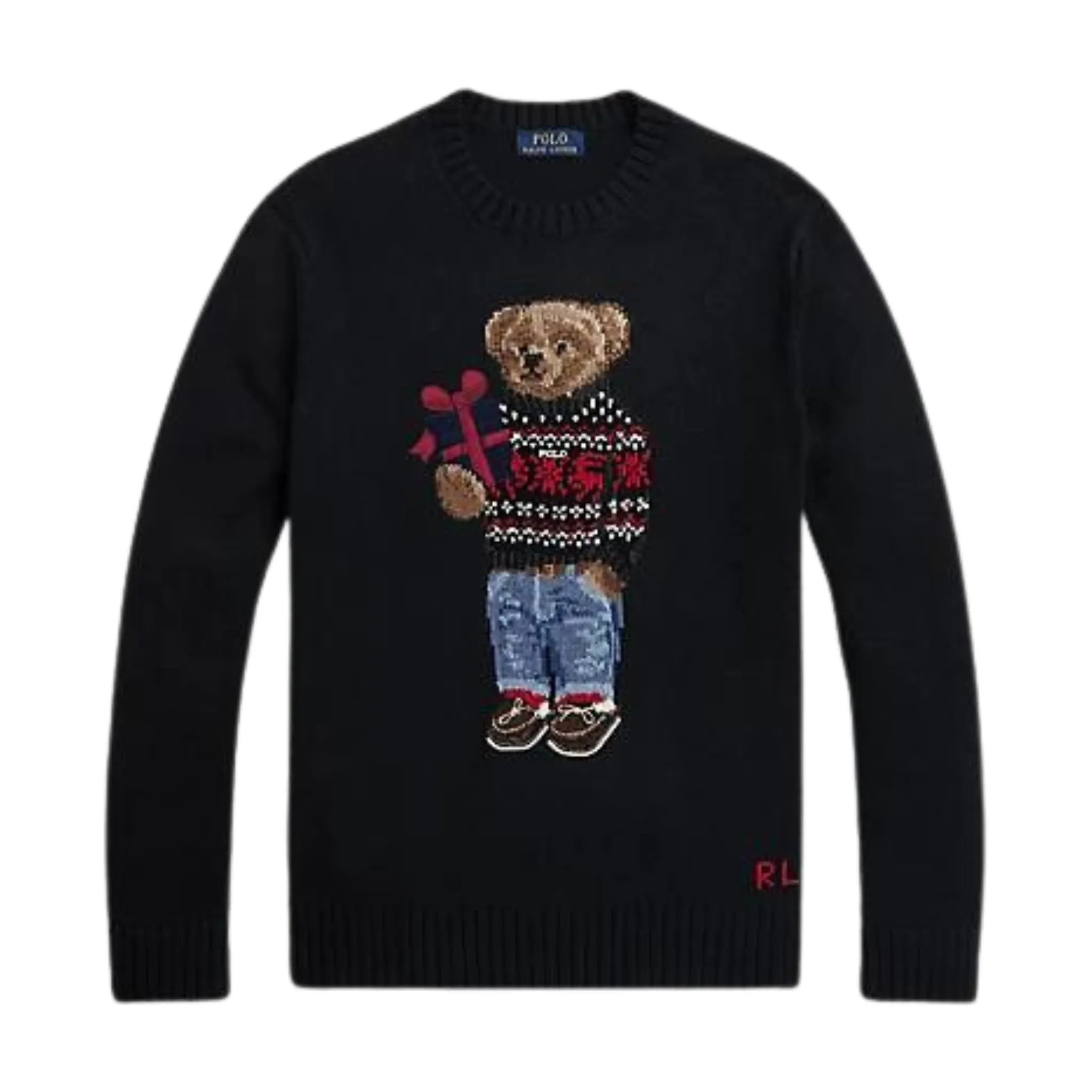 Polo Ralph Lauren Cotton-Cashmere Black Sweater with Polo Bear