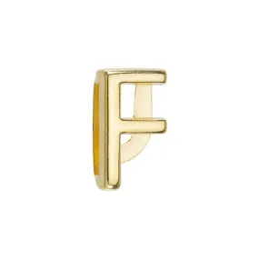 Gold Plated Regaliz Alphabet Slider Bead for 10mm Flat Leather Cord, Letter F (1 Piece)