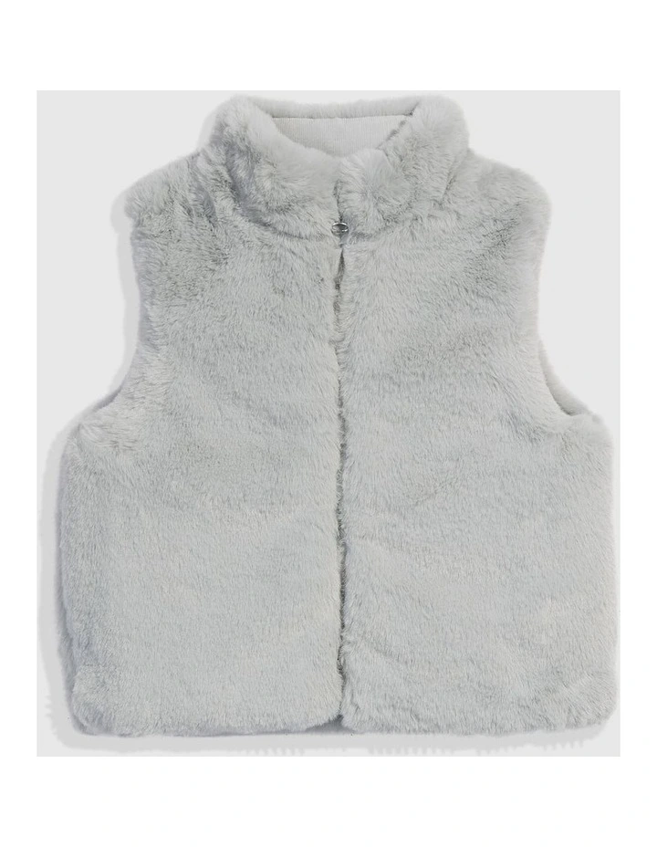 Reversible Faux Fur Vest in Pale Grey