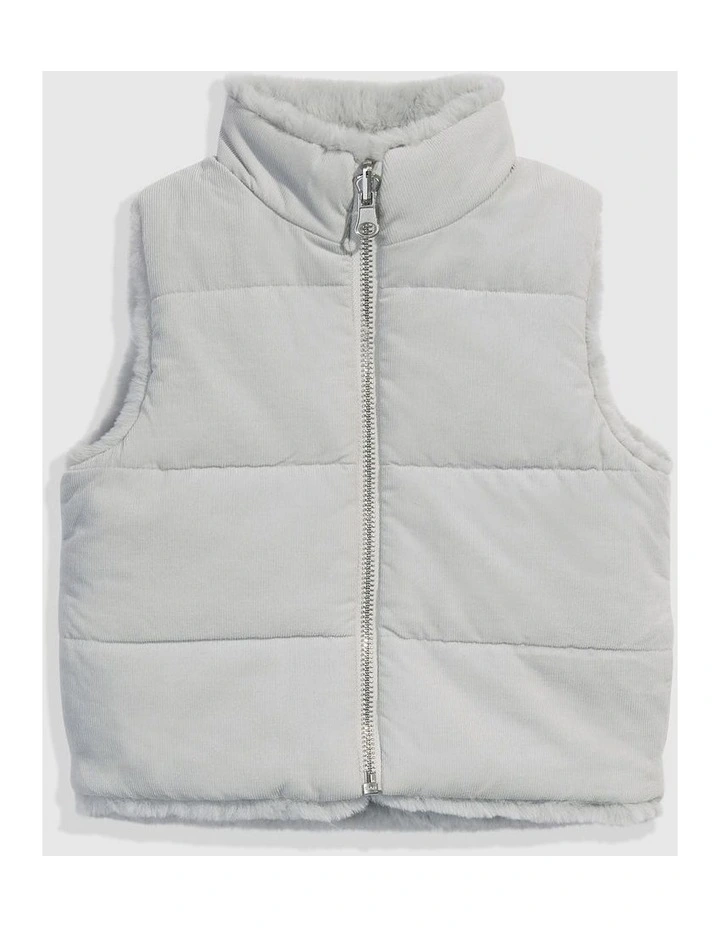 Reversible Faux Fur Vest in Pale Grey