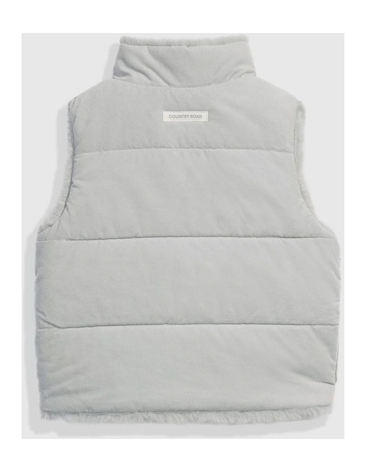 Reversible Faux Fur Vest in Pale Grey