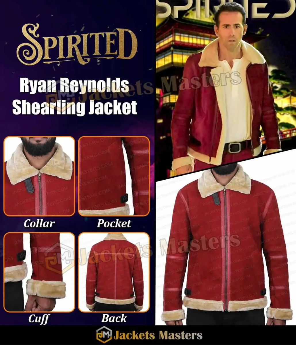 Ryan Reynolds Spirited Red Shearling Outer