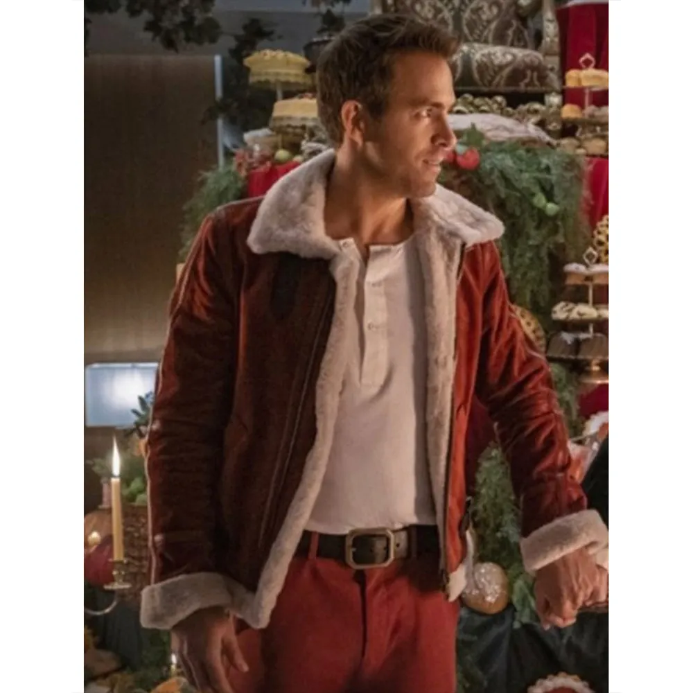 Ryan Reynolds Spirited Red Shearling Outer