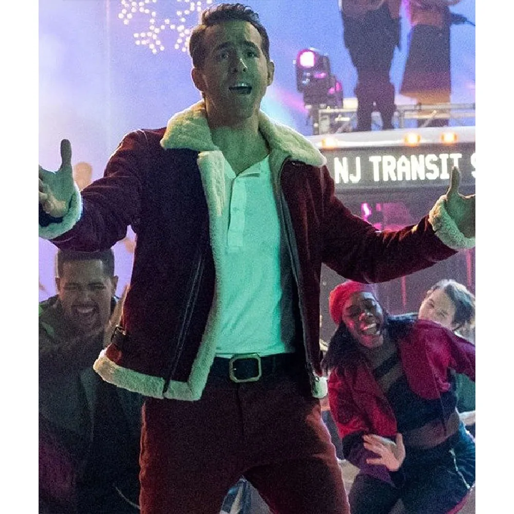 Ryan Reynolds Spirited Red Shearling Outer