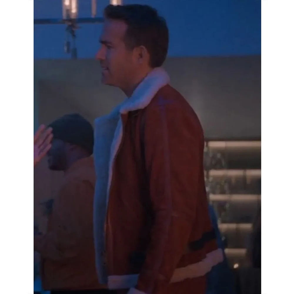 Ryan Reynolds Spirited Red Shearling Outer