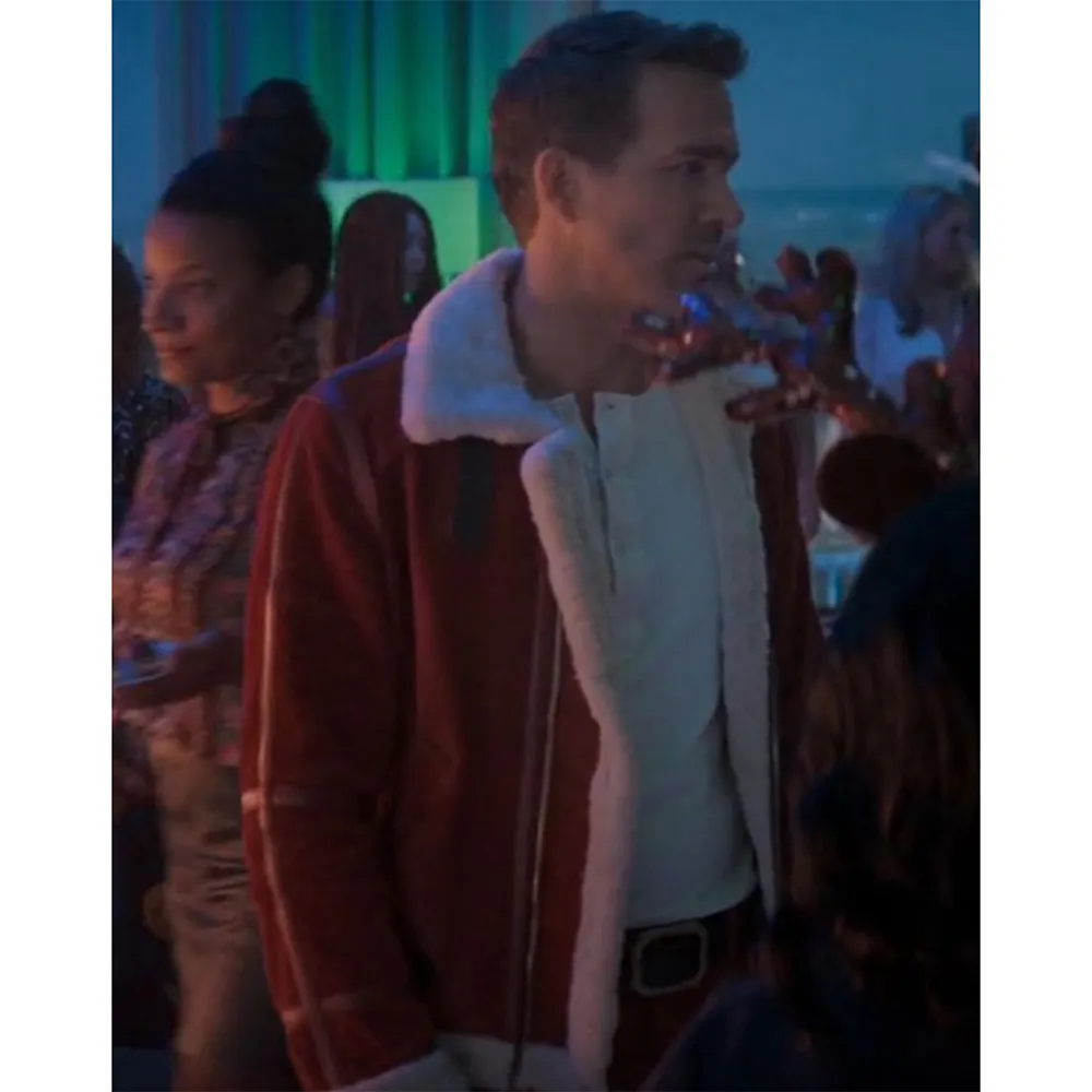 Ryan Reynolds Spirited Red Shearling Outer