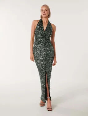 Brooke Halter Neck Sequin Dress