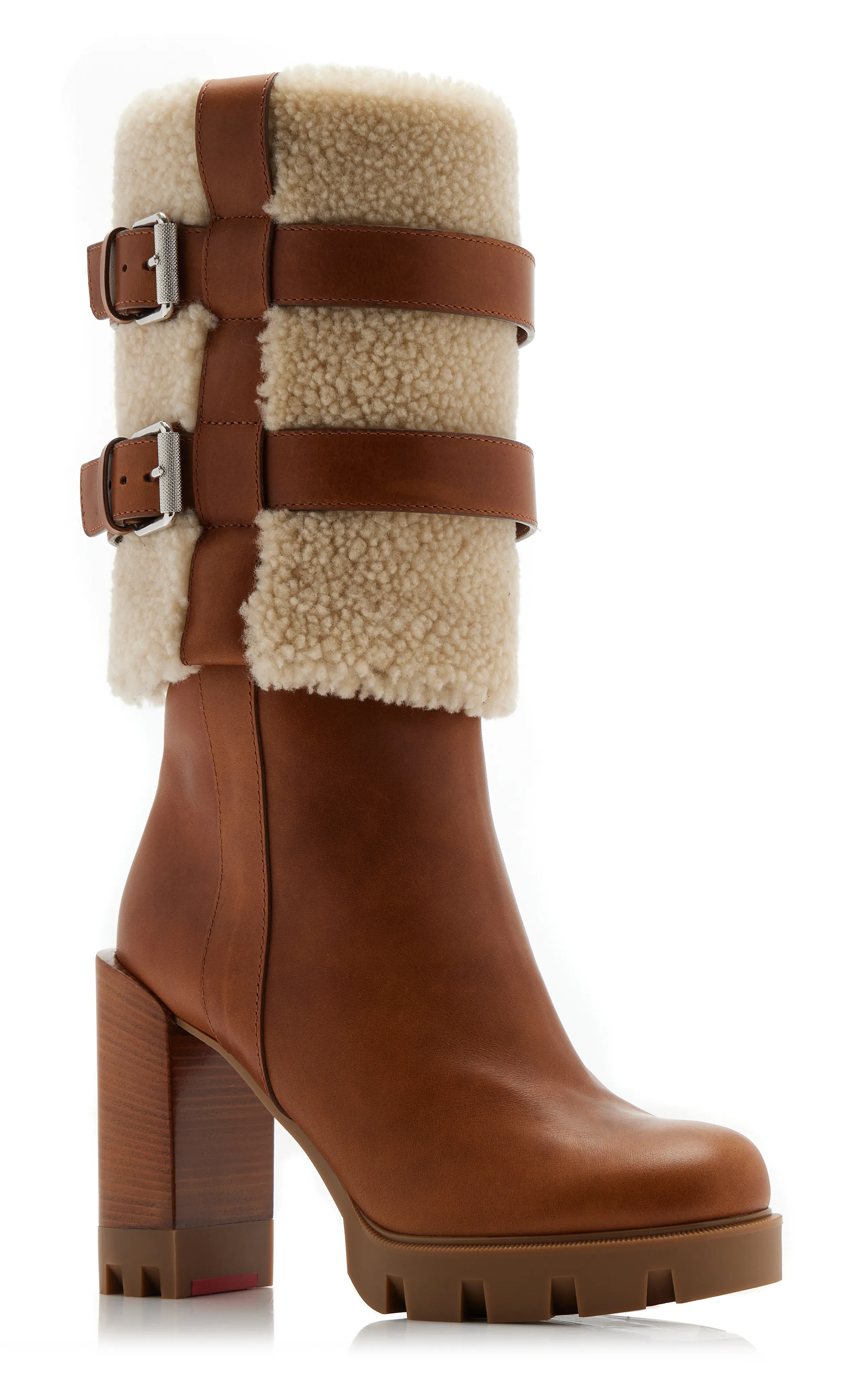 Brodeback 100mm Shearling Ankle Boots by Christian Louboutin