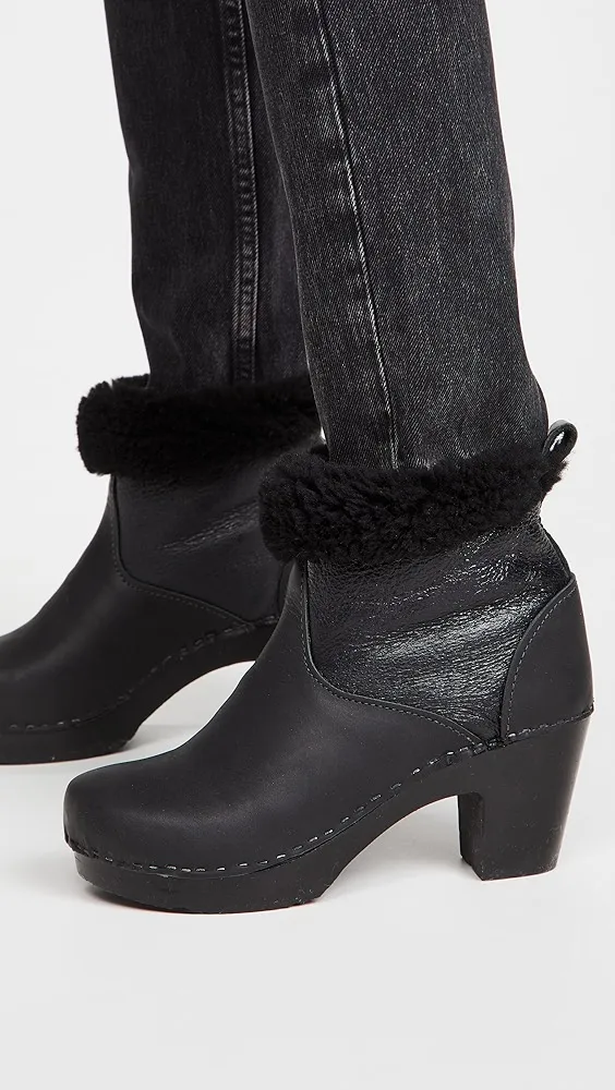 Pull On Shearling High Heel Boots