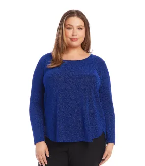 Metallic Plus Size Shirttail Knit Top