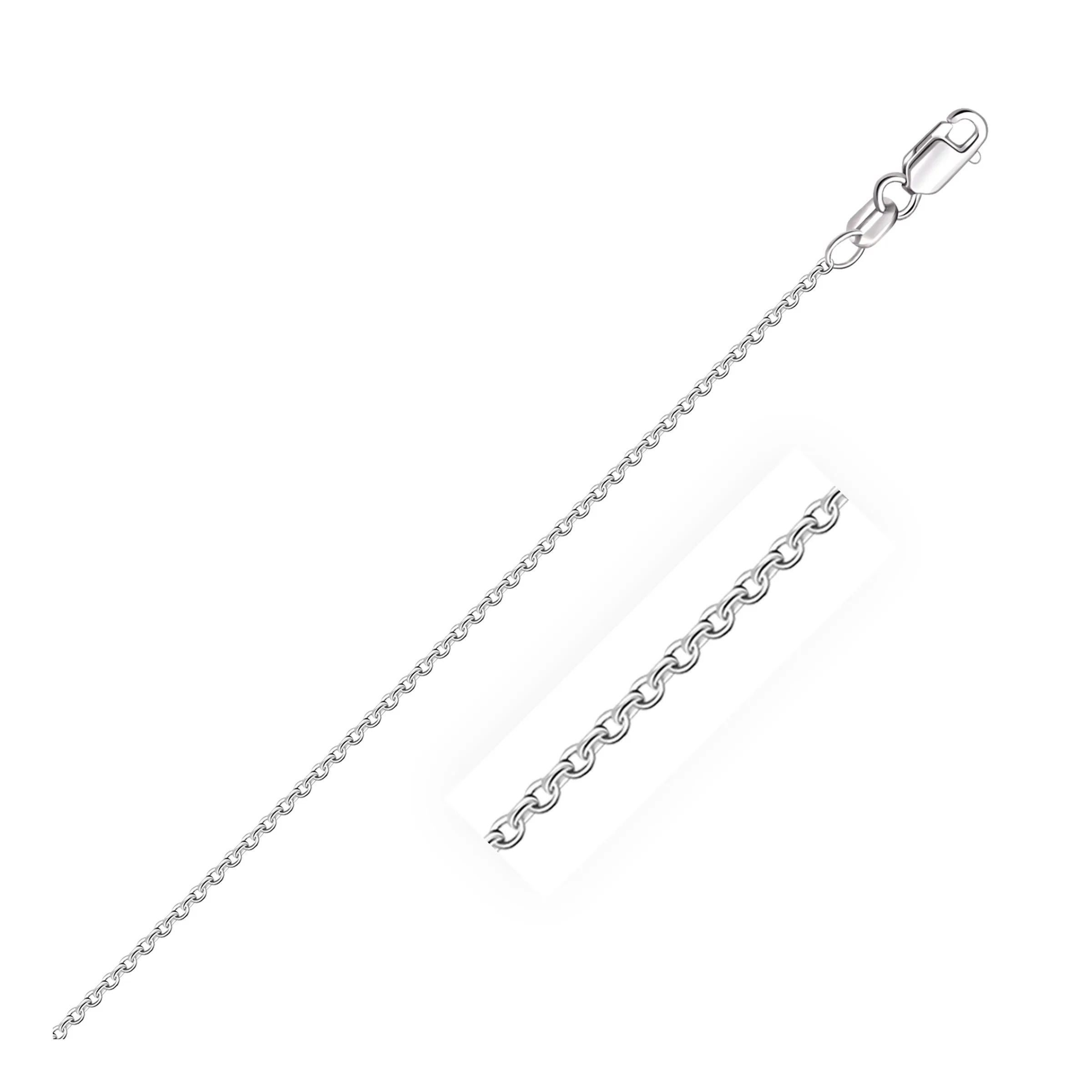 14k White Gold Round 1.5mm Cable Link Chain - rx65667-18