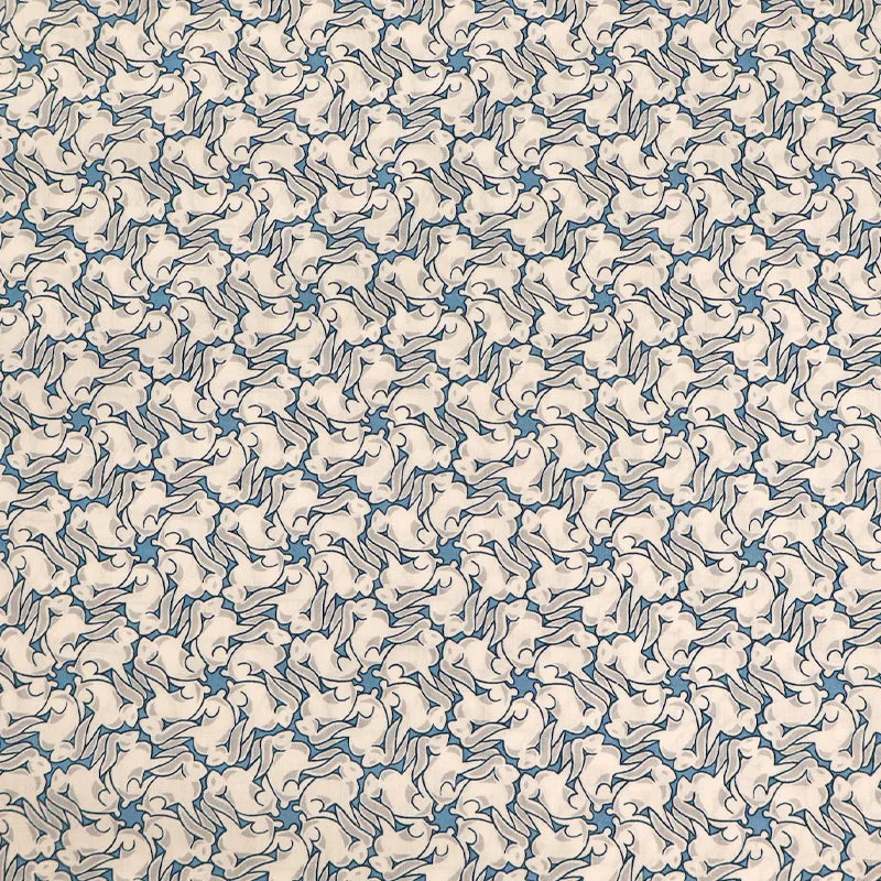 Deadstock Tana Lawn Fabric - Tumbling Tails - Blue