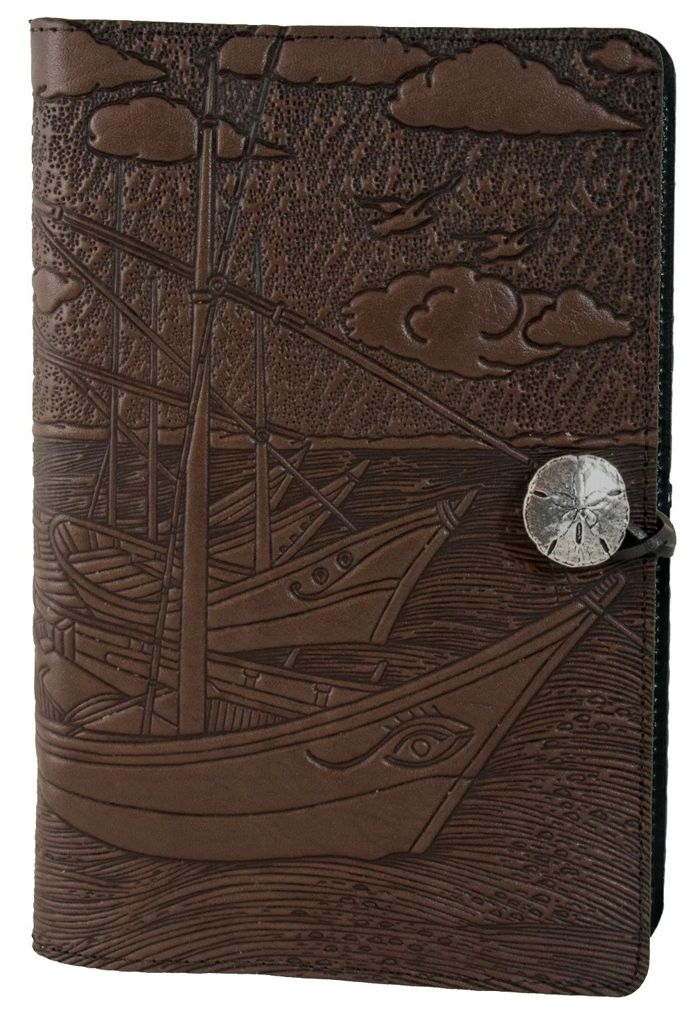 Van Gogh Boats Small Leather Journal in Chocolate