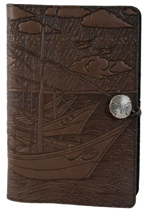 Van Gogh Boats Small Leather Journal in Chocolate