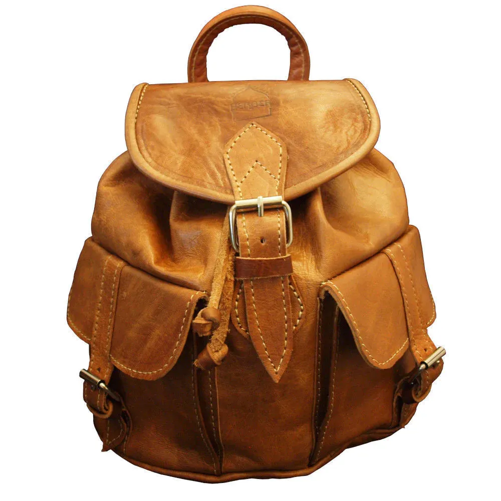 Small Tan Leather Rucksack by Berber