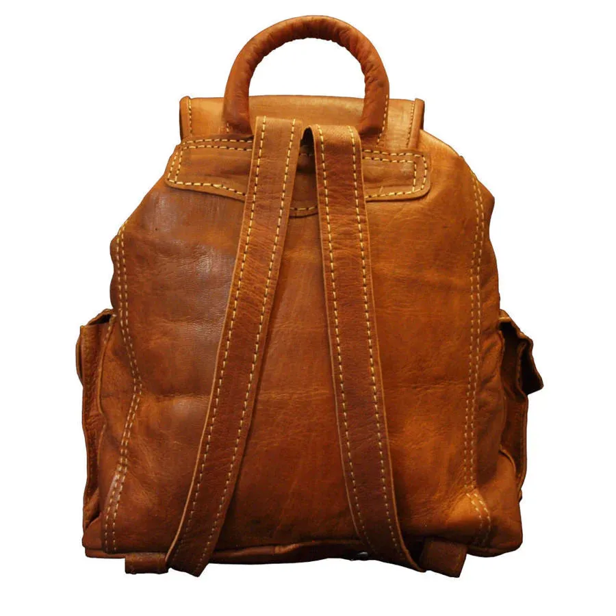 Small Tan Leather Rucksack by Berber