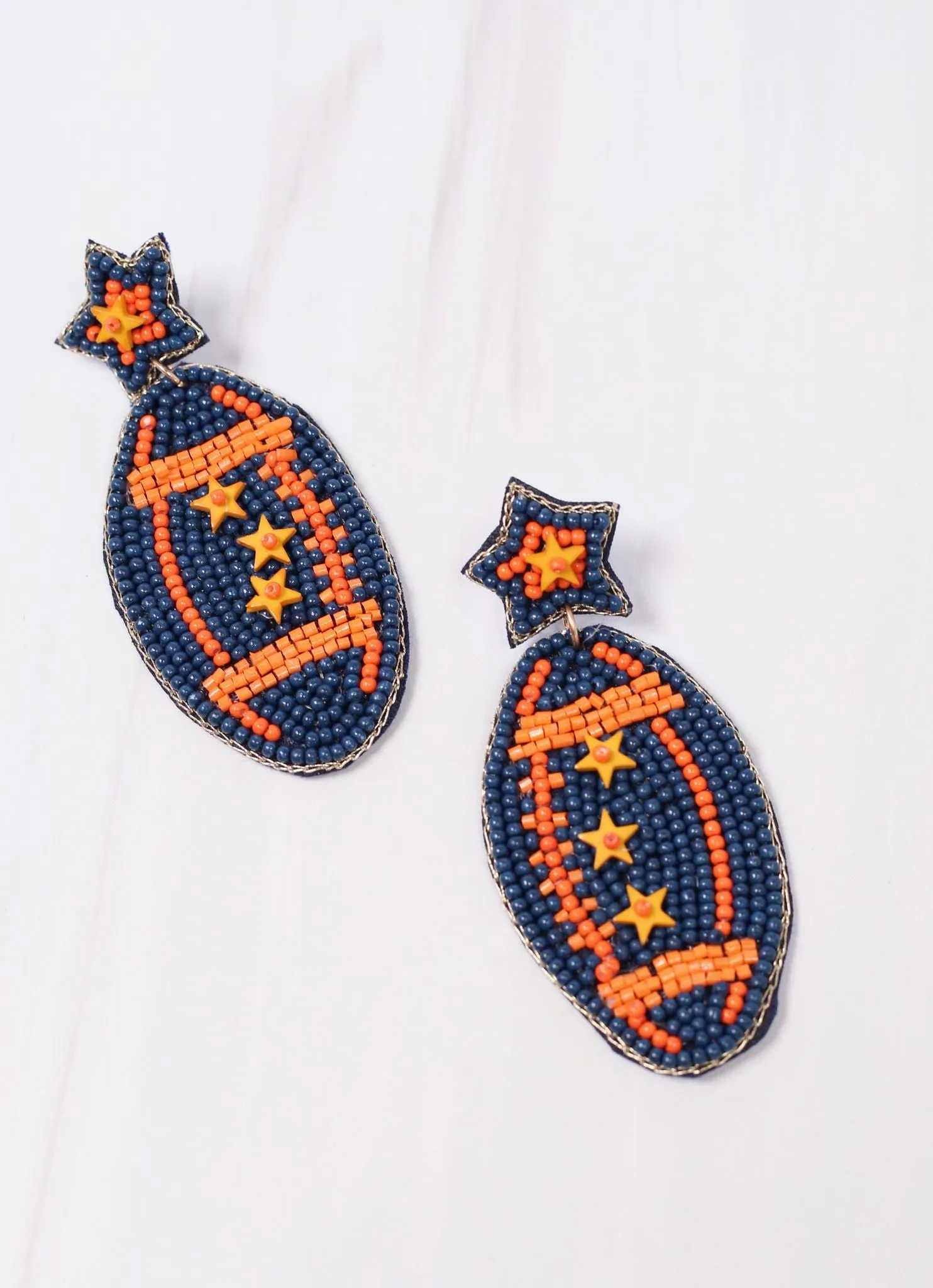 Navy and Orange Snap Ball Earring