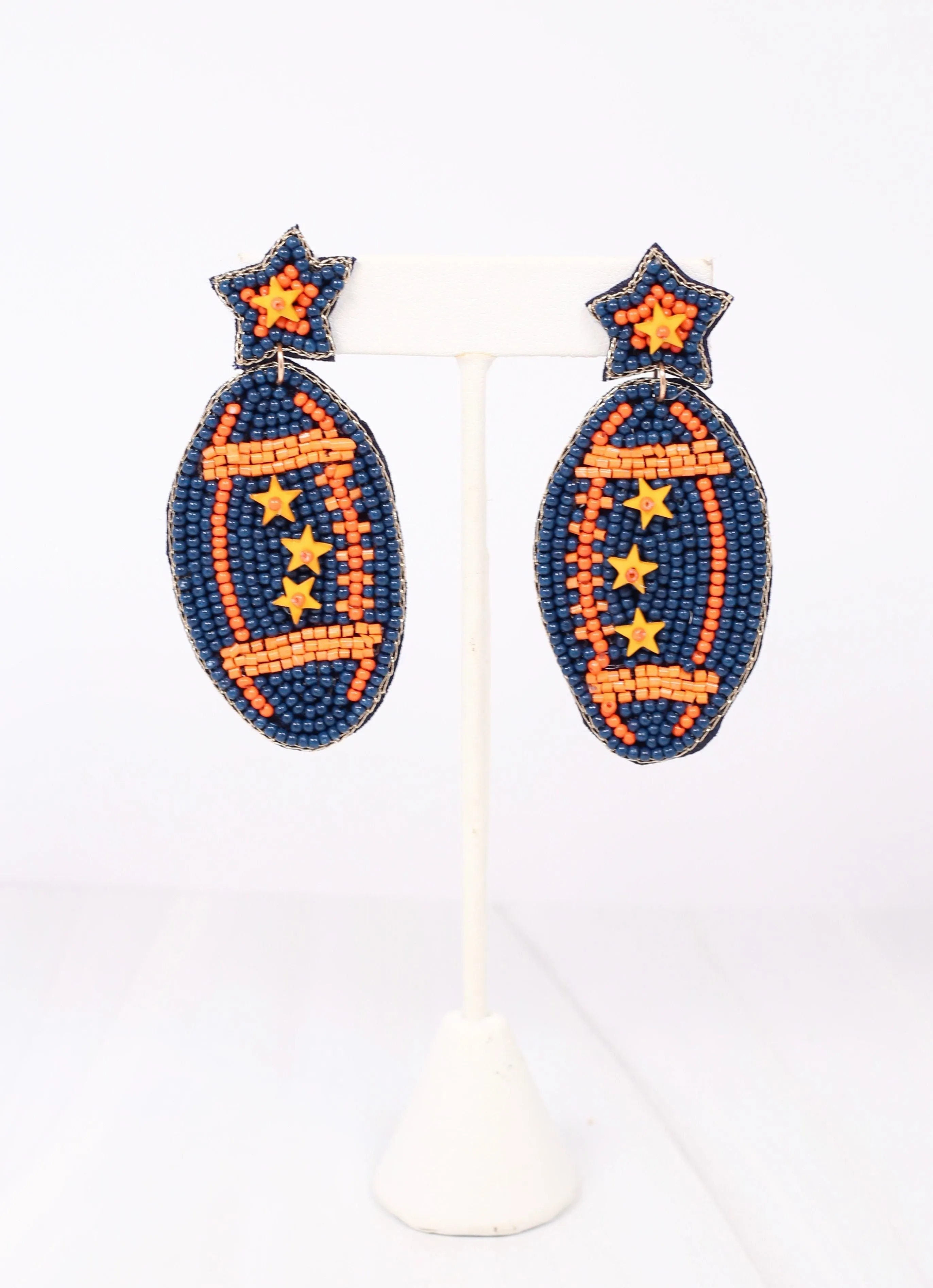 Navy and Orange Snap Ball Earring