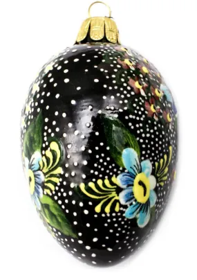 Large Ceramic Egg Ornament with Spring Blossoms