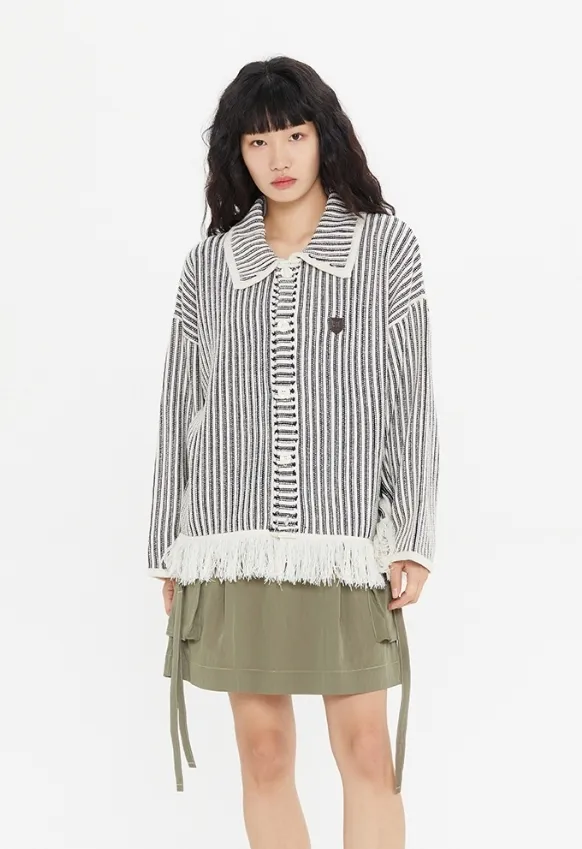 Stripes Unisex Street Style Logo Cardigans