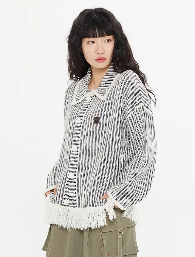 Stripes Unisex Street Style Logo Cardigans