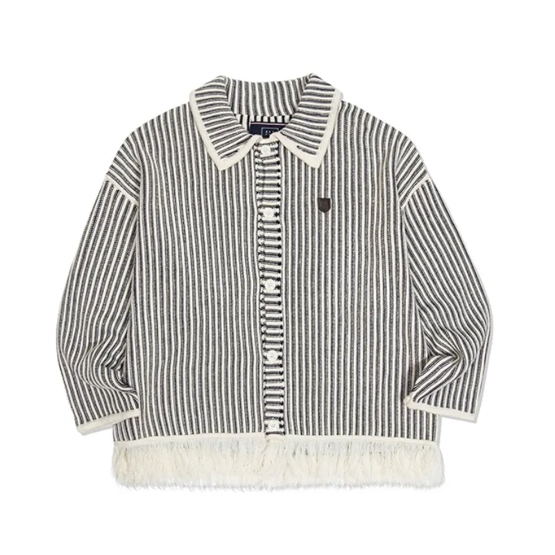 Stripes Unisex Street Style Logo Cardigans