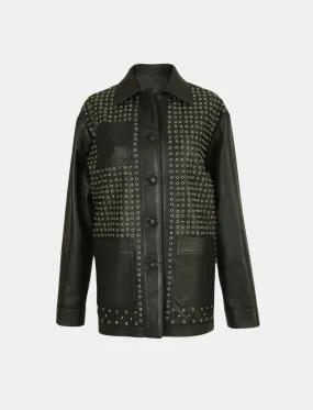 Studded leather jacket