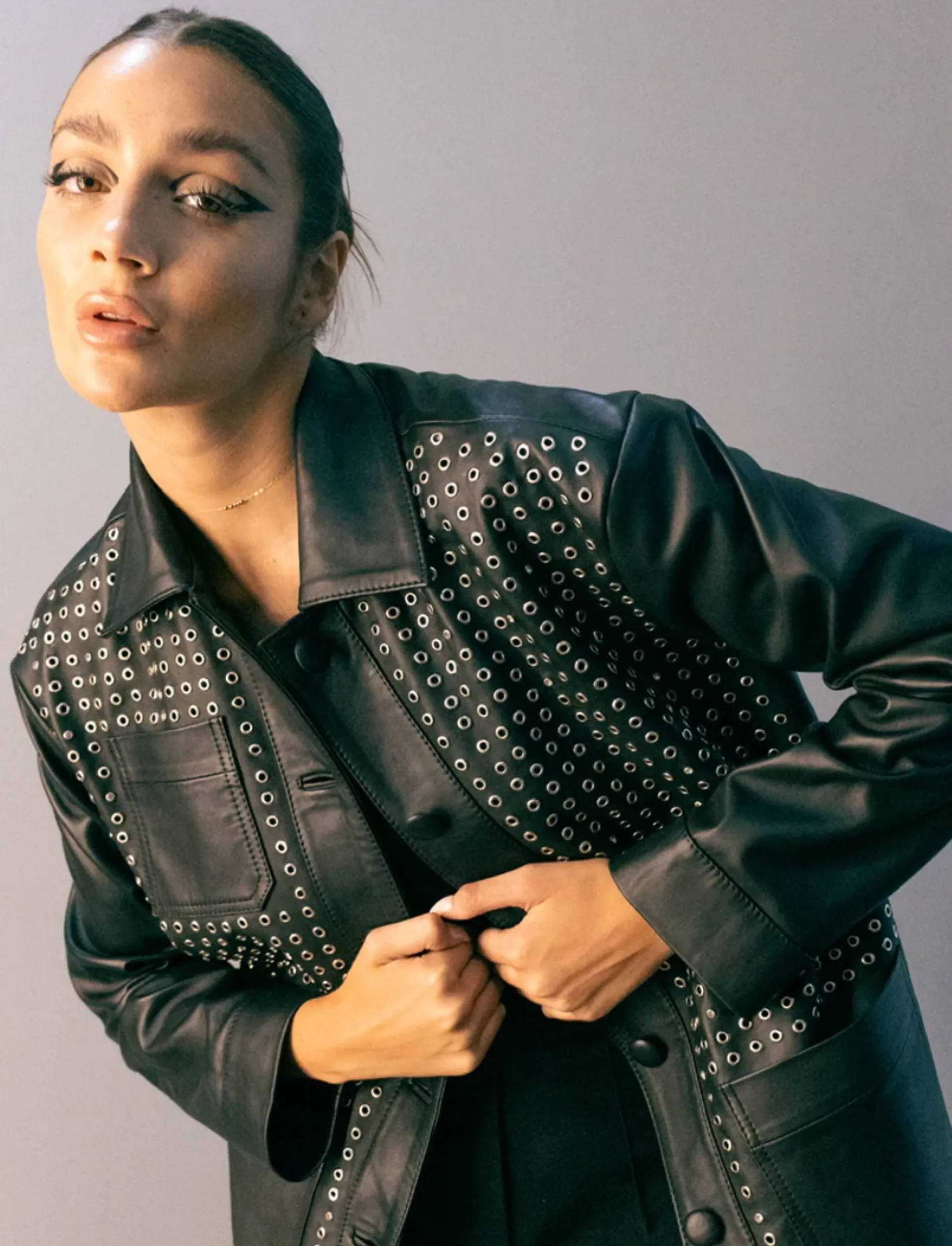 Studded leather jacket