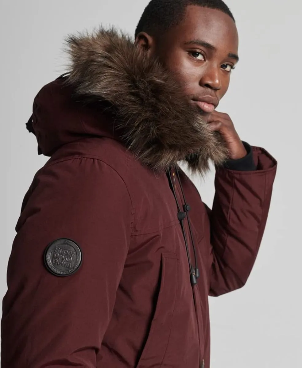 Superdry Albarn Clay Burgundy Hooded Rookie Down Jacket