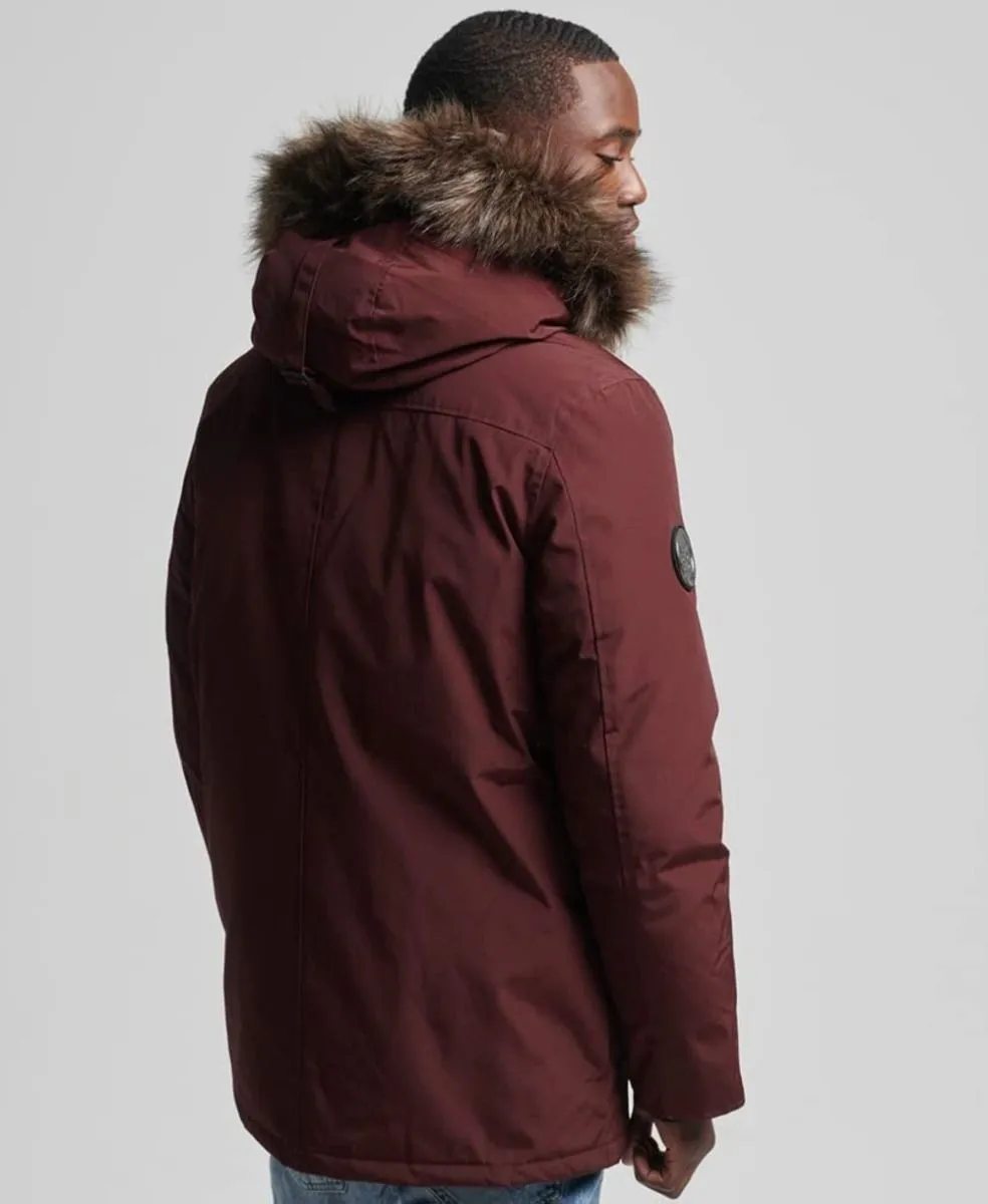 Superdry Albarn Clay Burgundy Hooded Rookie Down Jacket