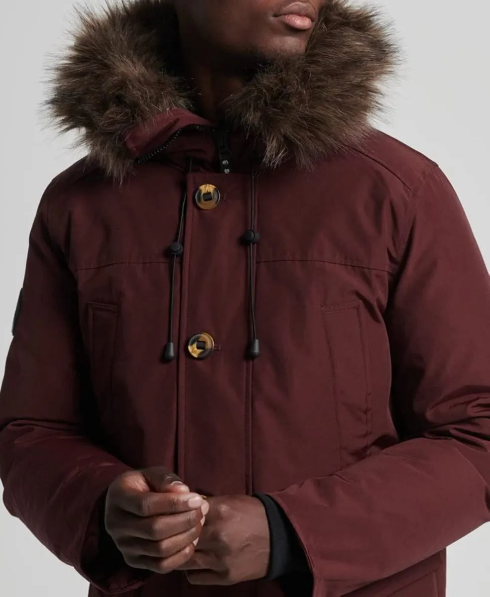 Superdry Albarn Clay Burgundy Hooded Rookie Down Jacket