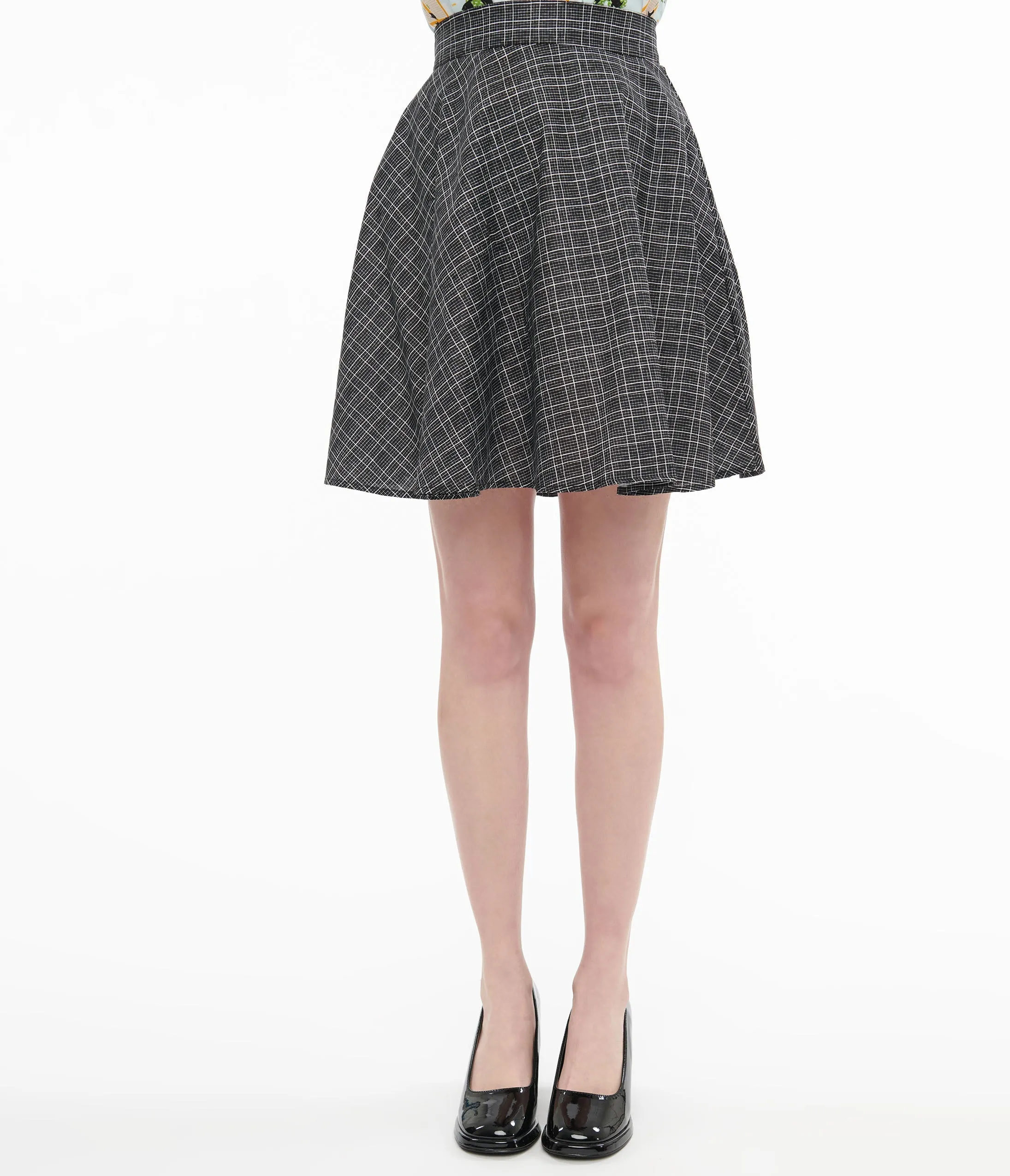 1950s Black & White Check Cotton Skater Skirt by Retrolicious