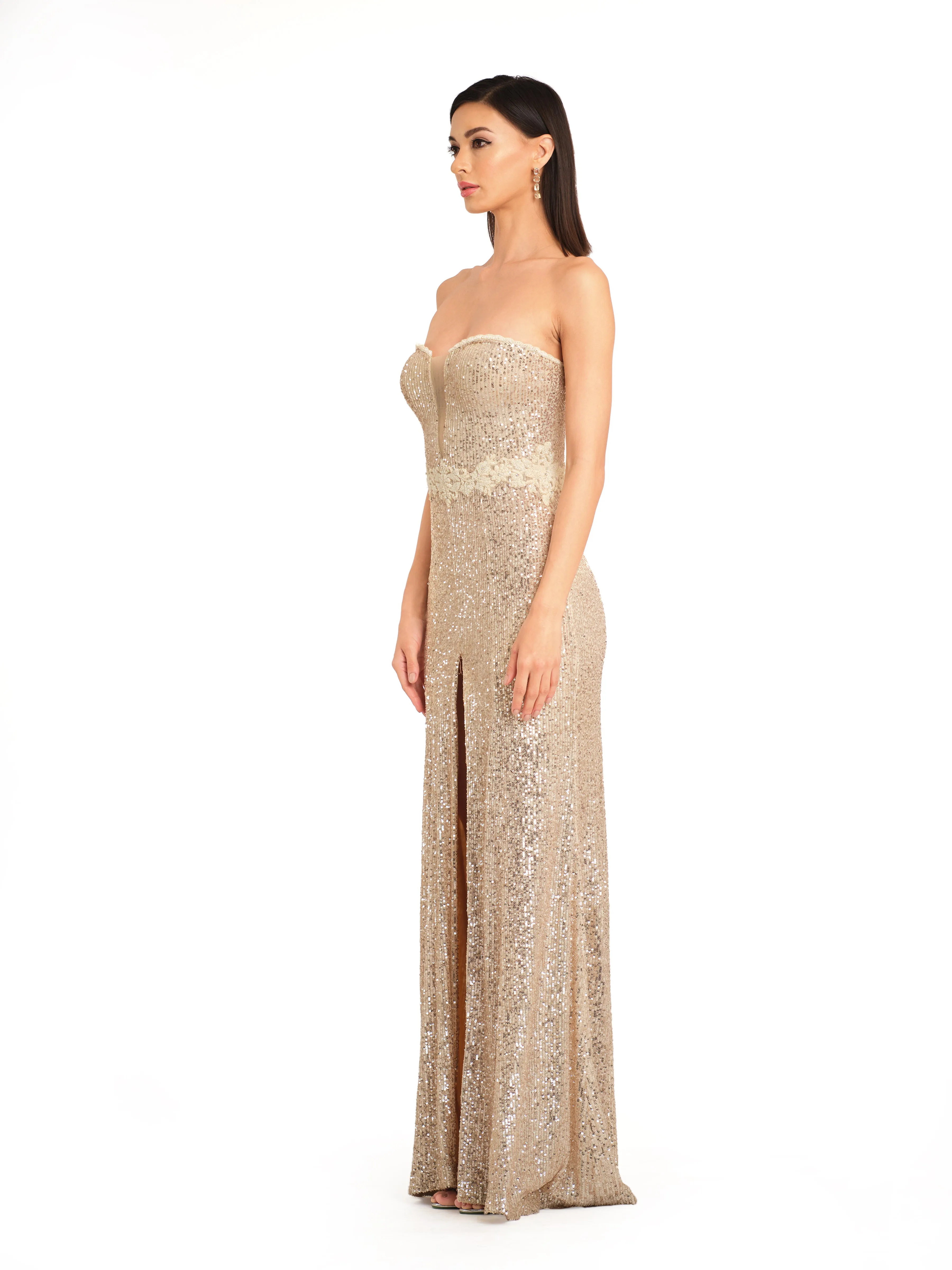 Sweetheart Neck Ivory Sparkly Dress