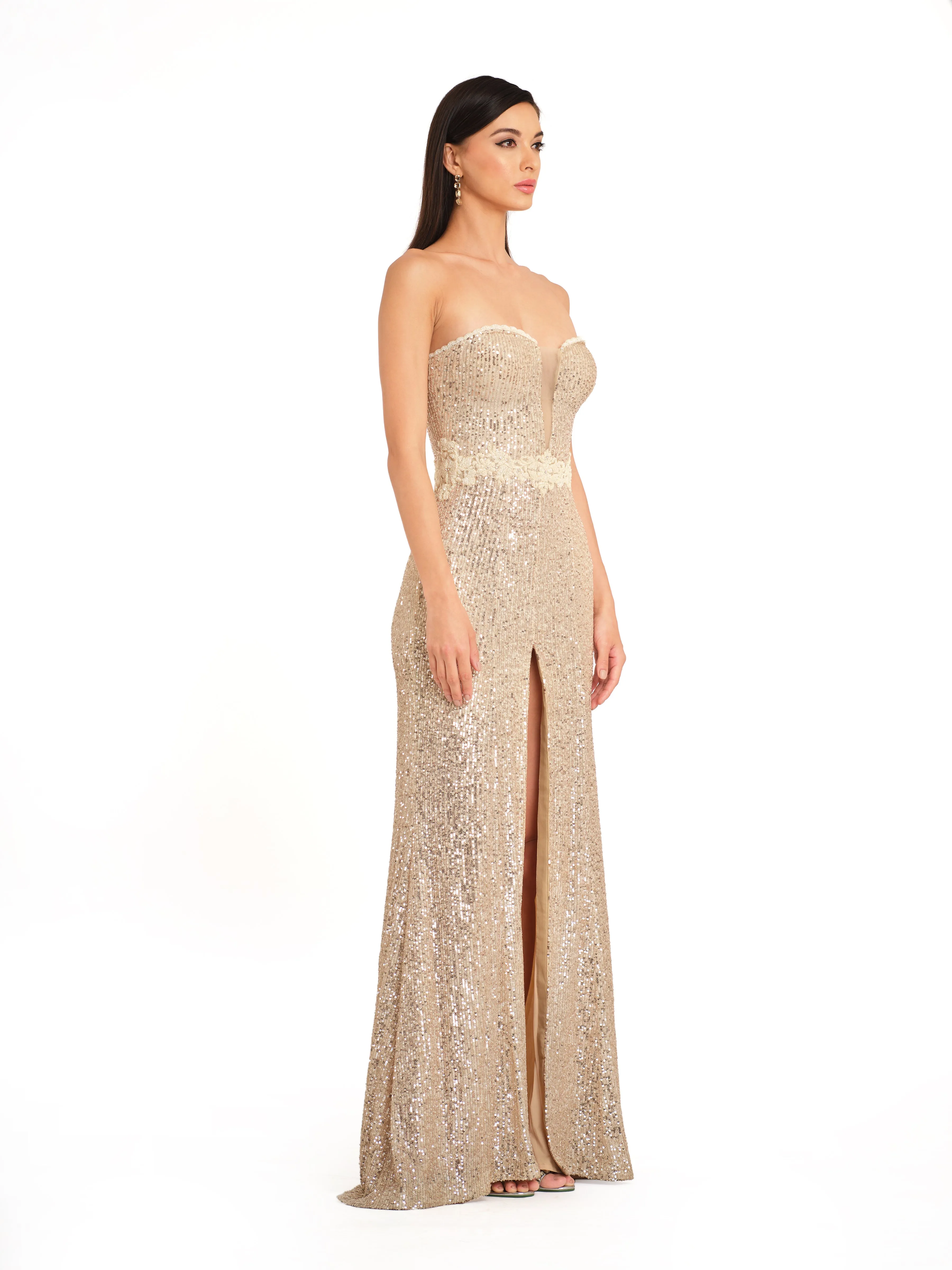 Sweetheart Neck Ivory Sparkly Dress