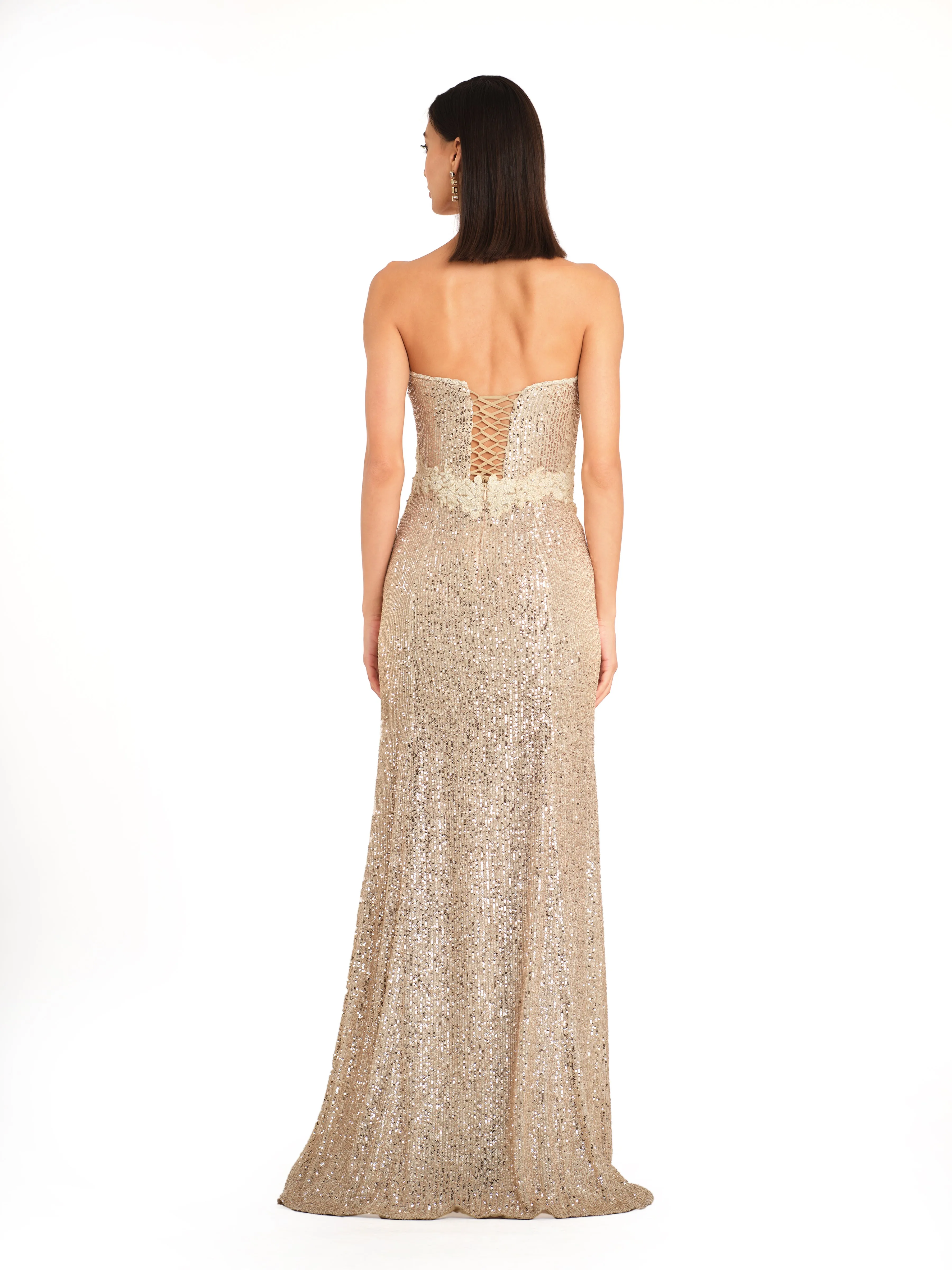 Sweetheart Neck Ivory Sparkly Dress