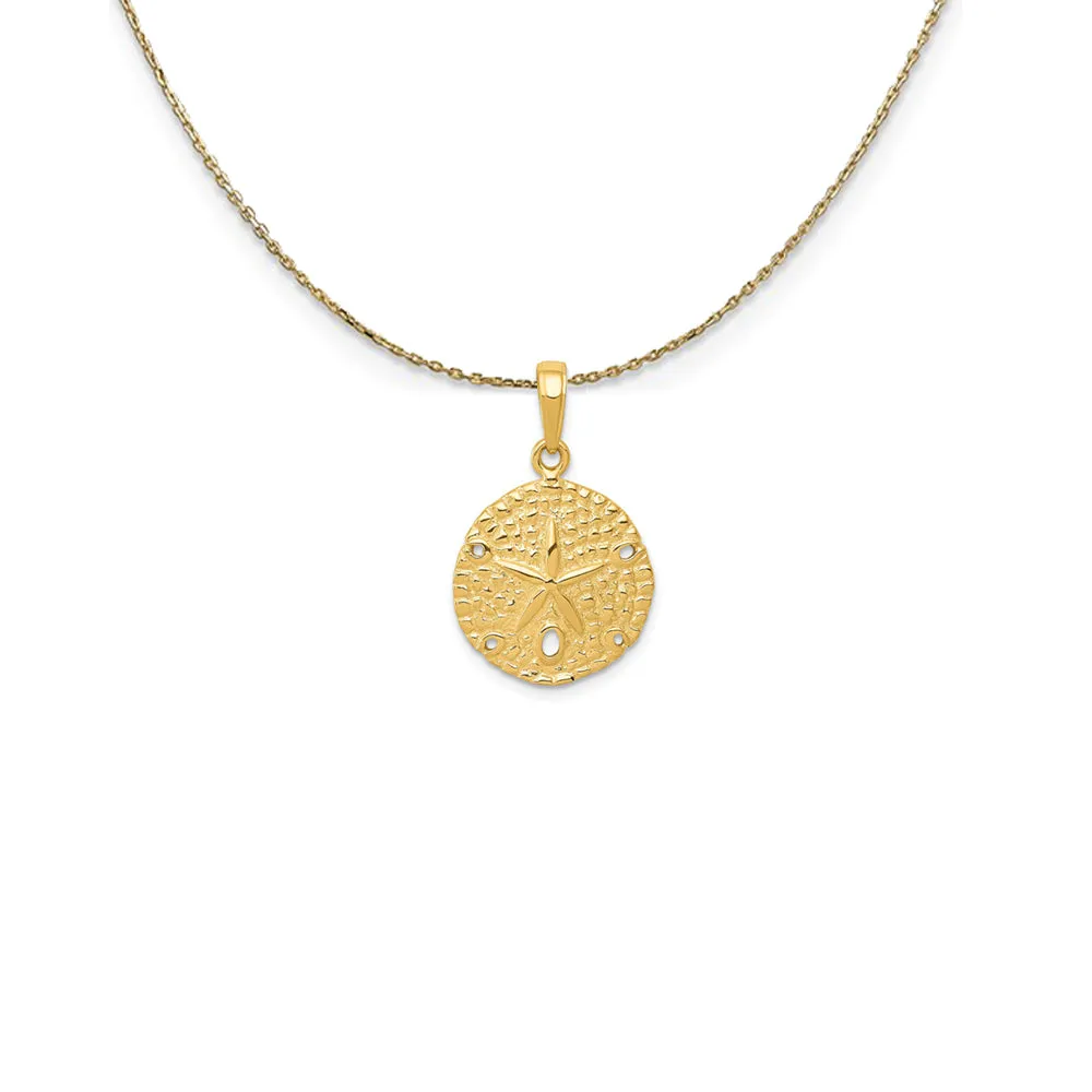 16mm Textured Sand Dollar Gold Necklace