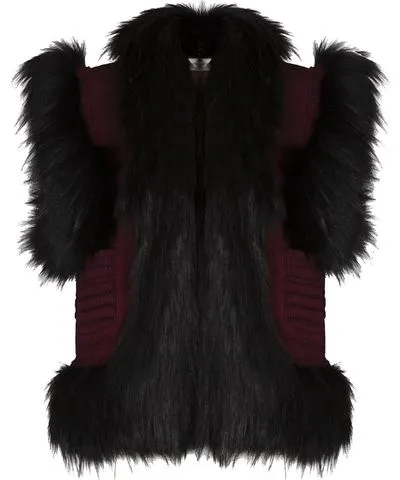 Lucca Short Alpaca Merino Faux Fur Vest in Red Maroon by The Extreme Collection Women