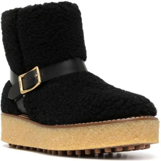 Tod's Black Platform Shearling Boots