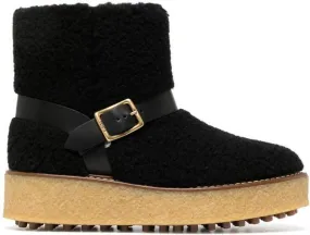 Tod's Black Platform Shearling Boots